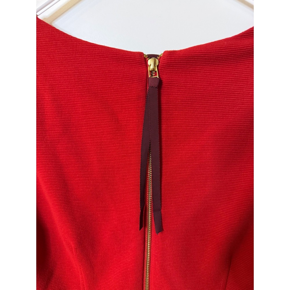 Boden Red Textured Ottoman Sheath Dress Burgundy Colorblock Waist 6R J0324 - Picture 5 of 7